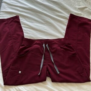 figs maroon kade pants